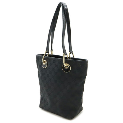 Gucci Gg Canvas Black Gg Canvas Leather Handbag Tote Bag