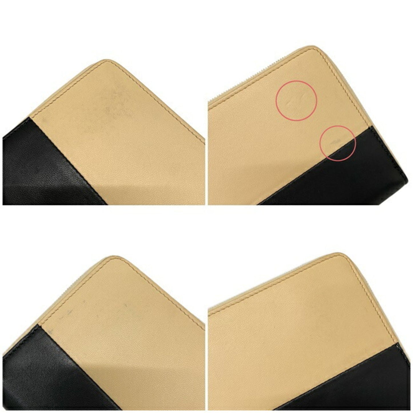 Celine Round Wallet Beige Black Gold 102623HTM Bicolor Leather Celine Two Tone Color Ladies Adult