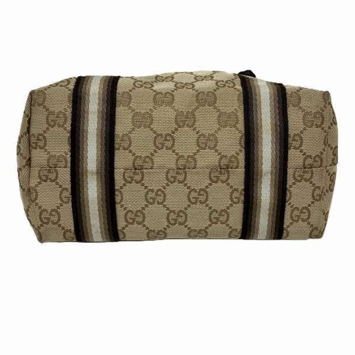 Gucci Beige Brown Gg Canvas Leather Tote Bag