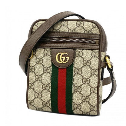 Gucci Brown Green Red Color Pvc Leather Shoulder Bag