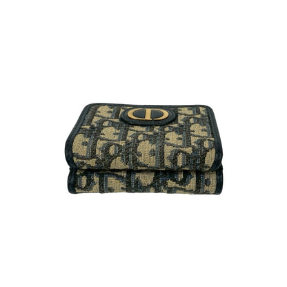 Christian Dior Navy Canvas Leather Wallet (Tri-Fold) ()