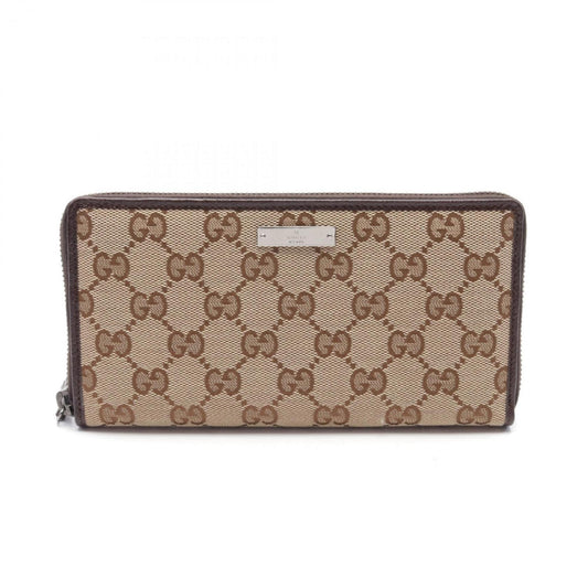 Gucci Beige Brown Gg Canvas Leather Wallet (Bi-Fold) ()