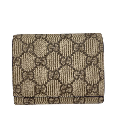 Gucci Beige Blue Gg Supreme Leather Wallet (Tri-Fold)