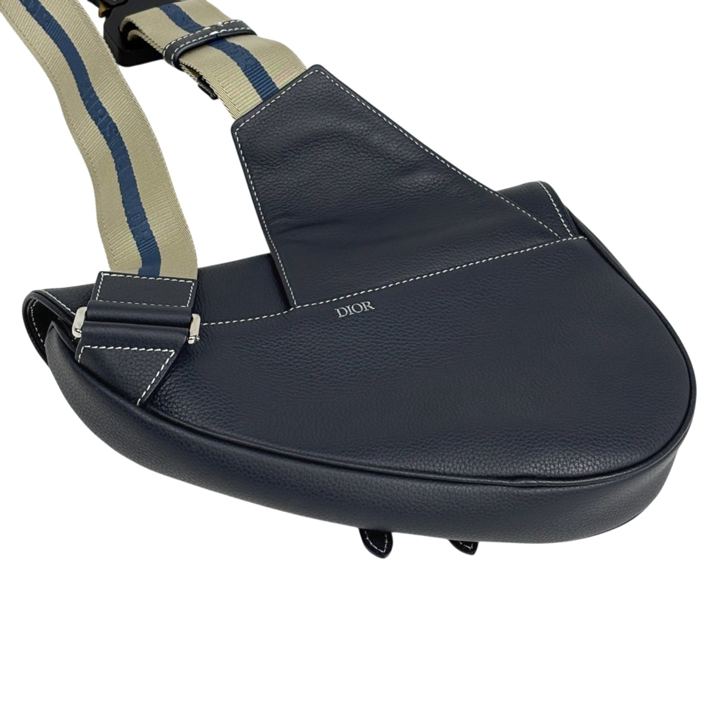 Christian Dior Navy Leather Fanny Pack Saddle Bag Shoulder Bag Sling Bag ()