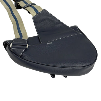 Christian Dior Navy Leather Fanny Pack Saddle Bag Shoulder Bag Sling Bag ()