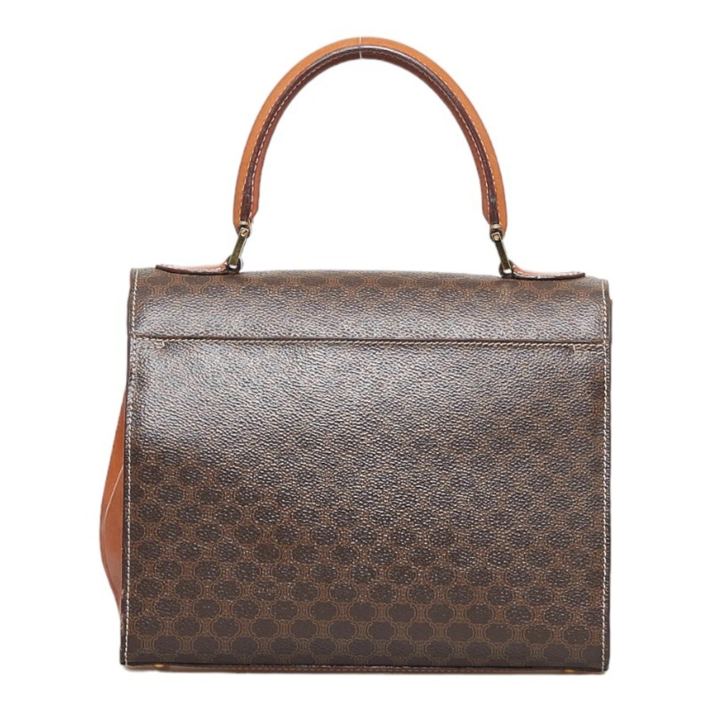 Celine Macadam Bamboo Lock Handbag Shoulder Bag Brown PVC Leather Ladies