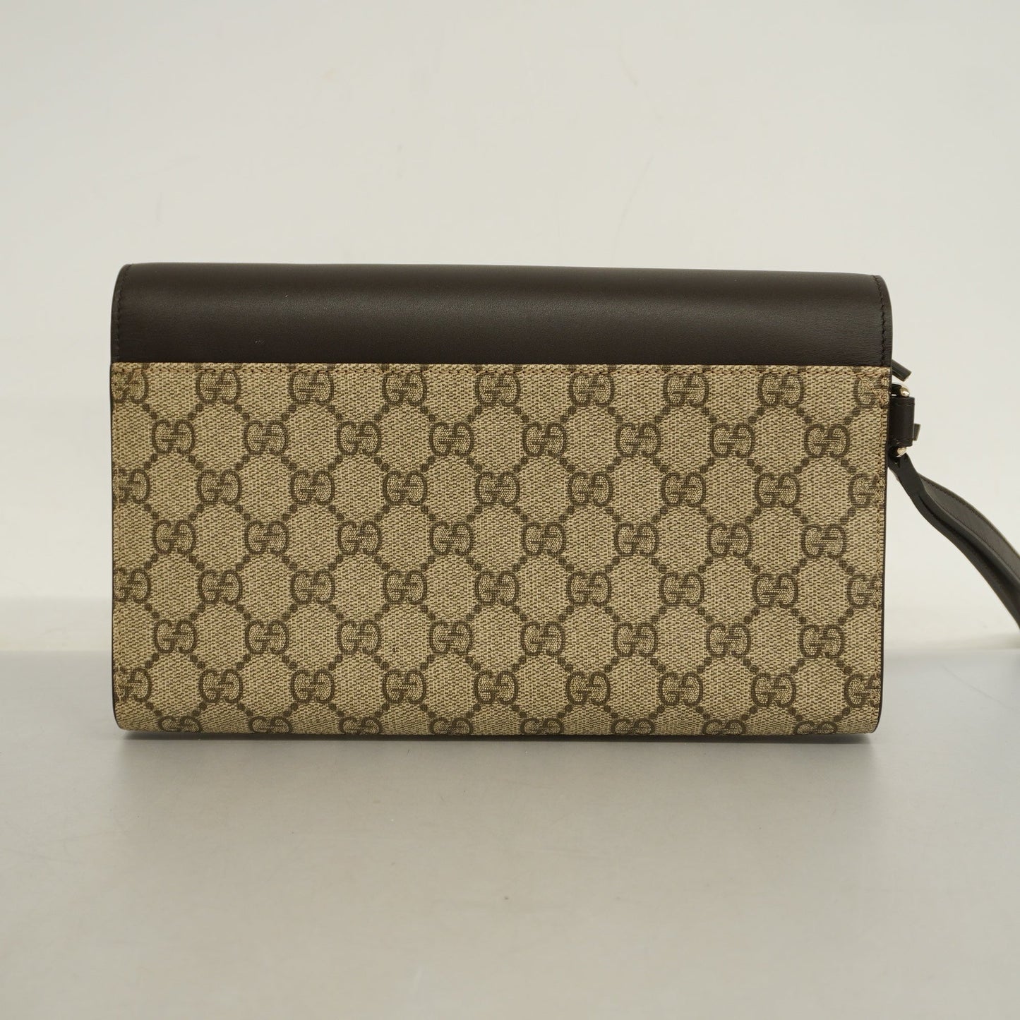 GUCCI[3ca0334]   Clutch Bag GG Supreme 386852 Leather Beige Gold metal