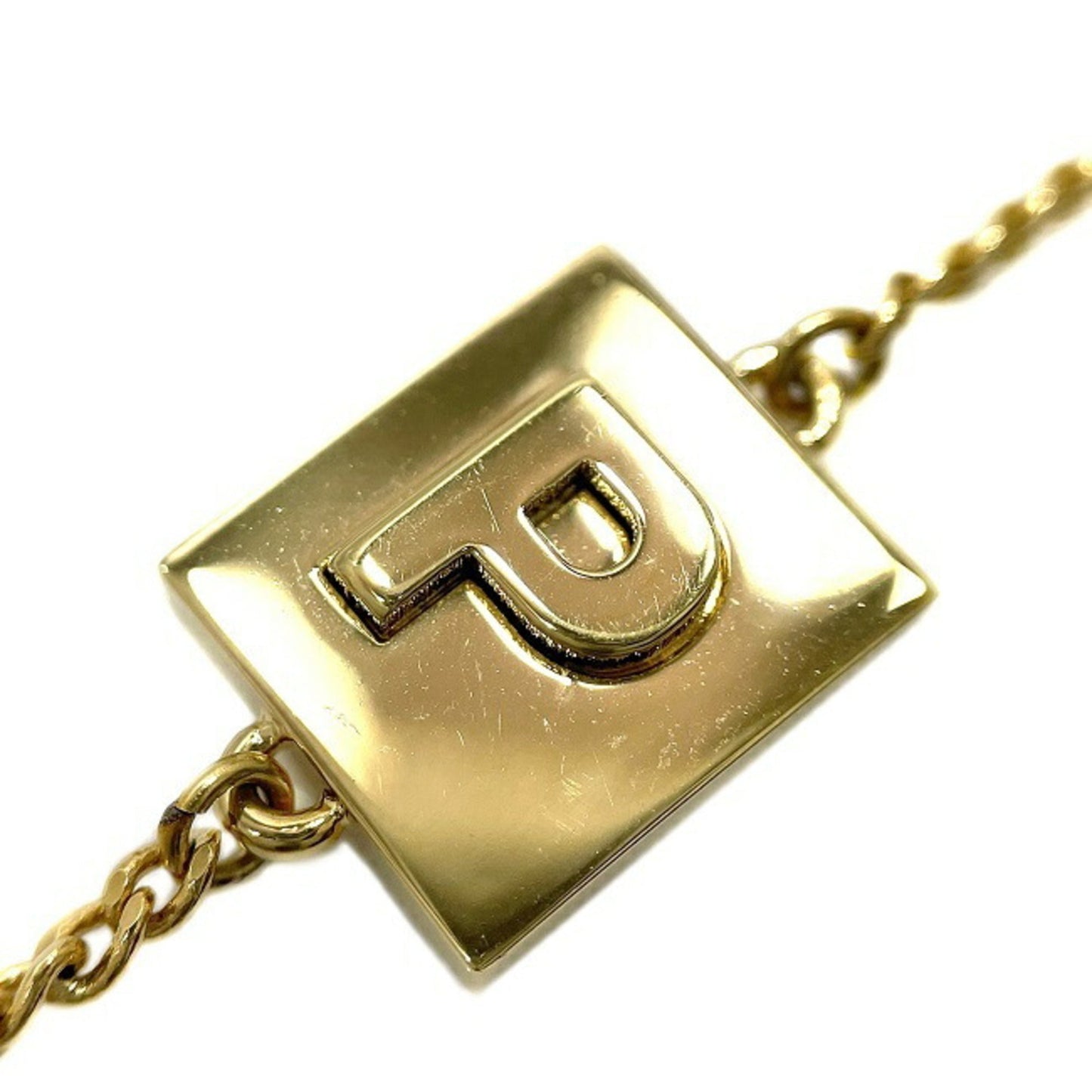 Celine Bracelet Gold 46B0P6BRA 35OR GP Celine Initial Alphabet P Breath Chain Plate Ladies