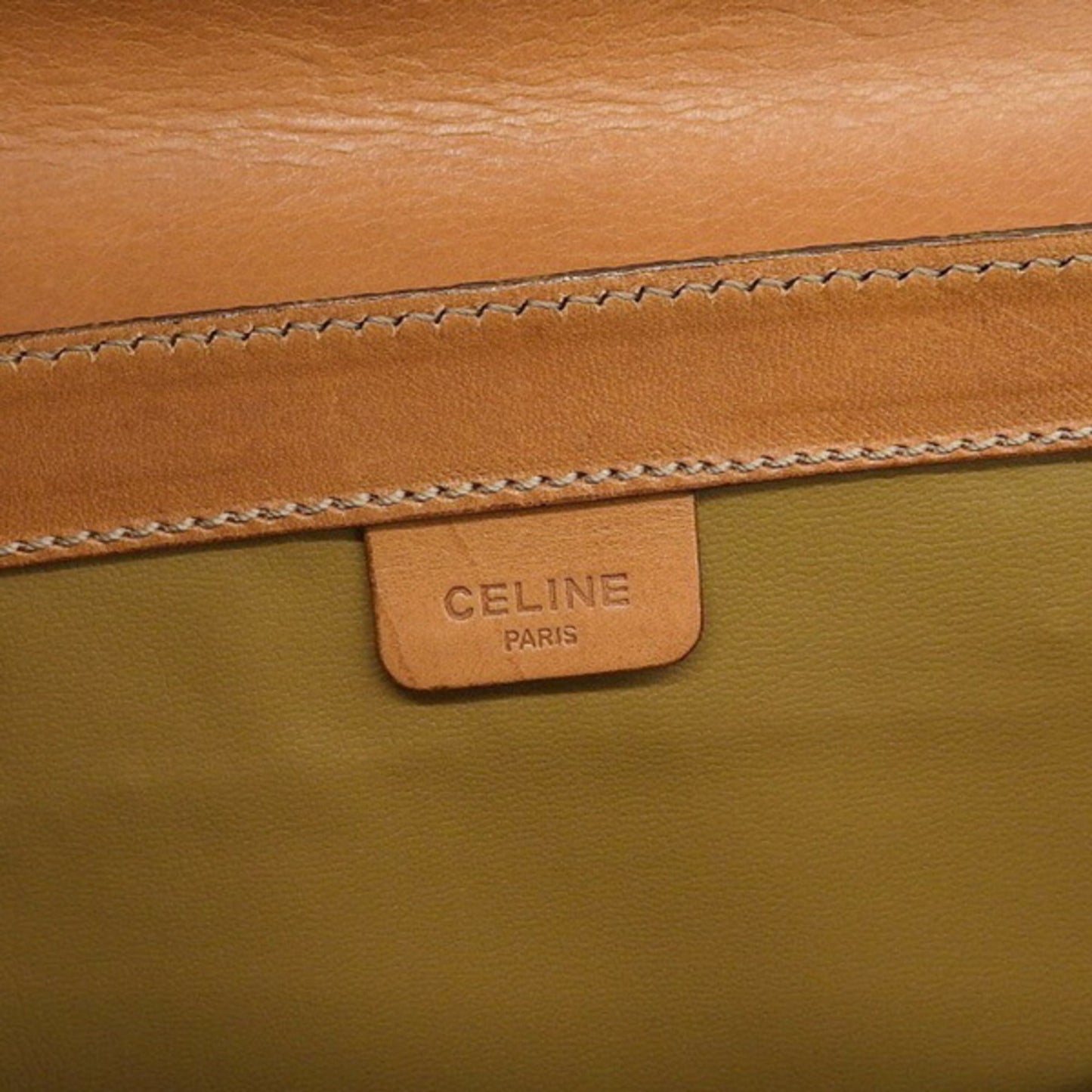 Celine Leather Macadam Clutch Bag Brown Women's