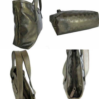 Gucci Khaki Metallic Pvc Leather Shoulder Bag Tote Bag