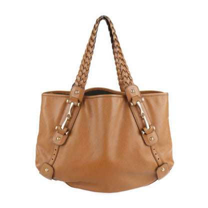 Gucci Horsebit Shoulder Bag 336653 Leather Brown Braided Tote Handbag Shopping