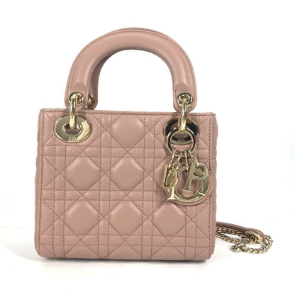 Christian Dior Pink Beige Leather Handbag Shoulder Bag ()
