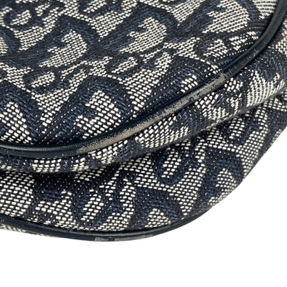 Christian Dior Navy Canvas Leather Handbag Saddle Bag Shoulder Bag ()