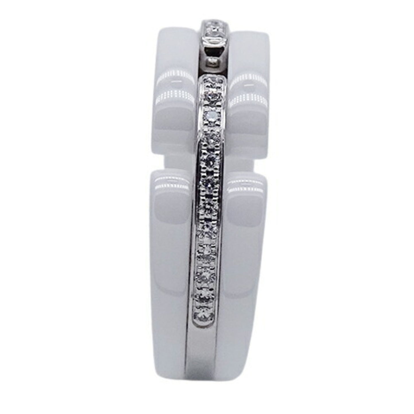 Chanel Ring Women's 750WG White Ceramic Diamond Ultra T49 Approx. No. 8 Polished