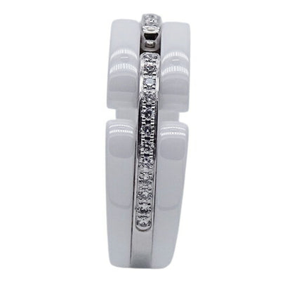 Chanel Ring Women's 750WG White Ceramic Diamond Ultra T49 Approx. No. 8 Polished