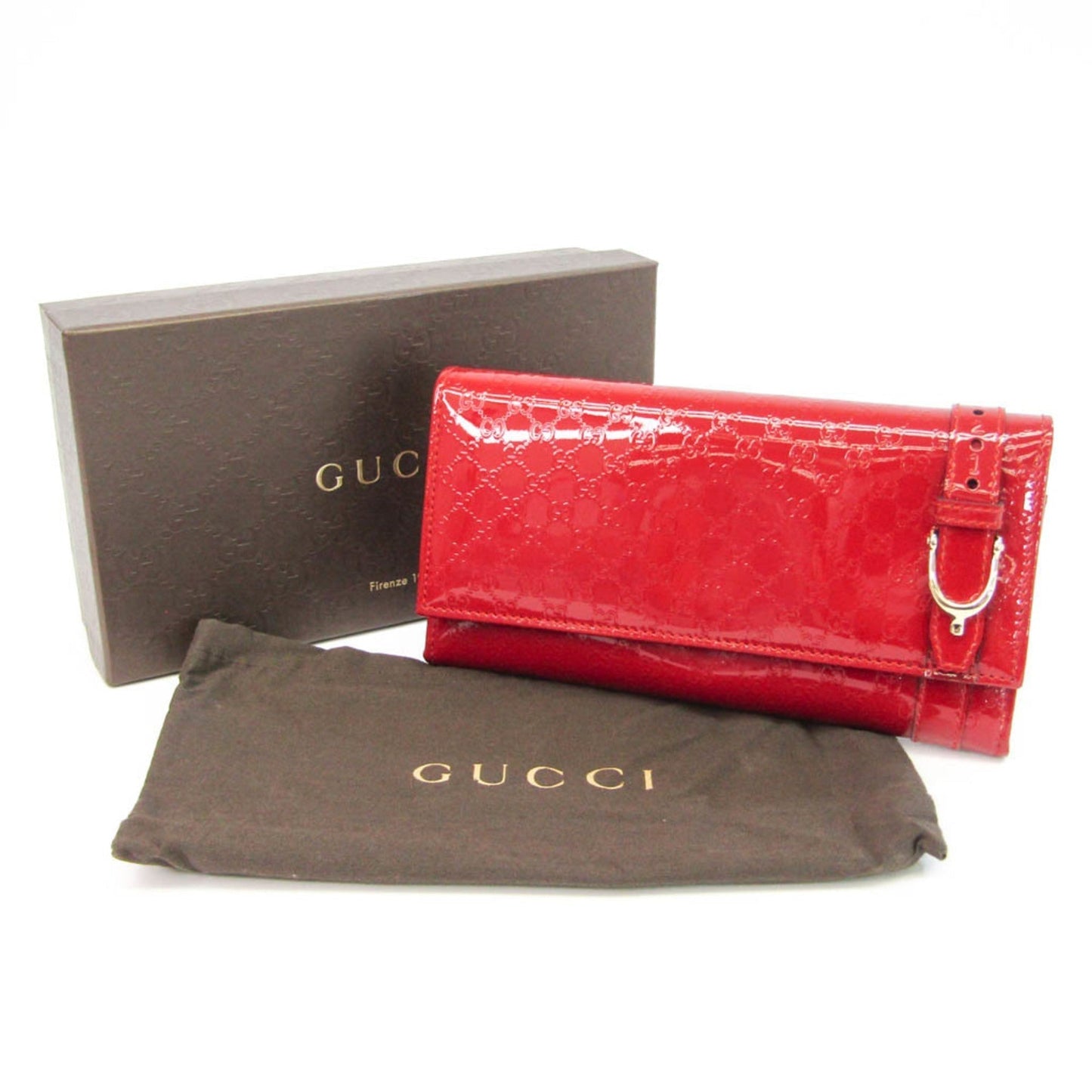 Gucci MicroGuccissima 309760 Women's Enamel Leather Long Wallet (bi-fold) Red Color