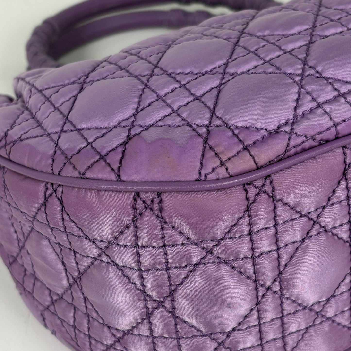 Christian Dior Purple Nylon Leather Handbag Tote Bag ()