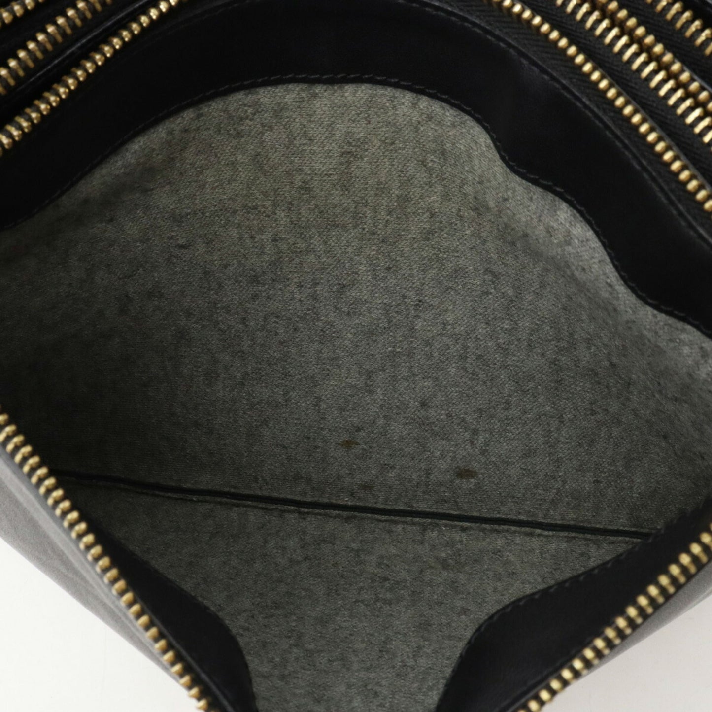Celine Trio Large Shoulder Bag Pochette Pouch Lambskin Leather Black 171453