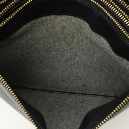 Celine Trio Large Shoulder Bag Pochette Pouch Lambskin Leather Black 171453