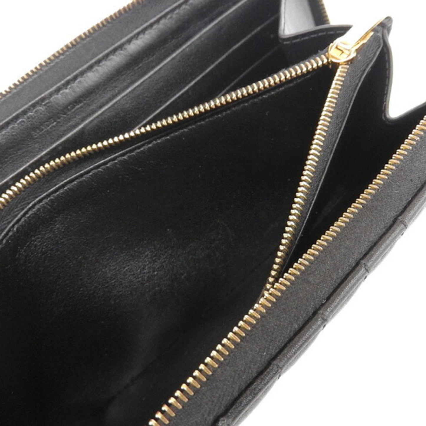 Celine Leather C Charm Round Long Wallet Black Ladies