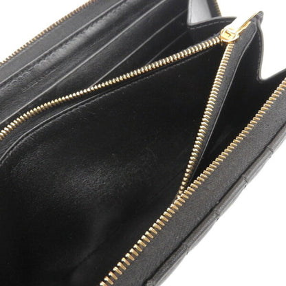 Celine Leather C Charm Round Long Wallet Black Ladies
