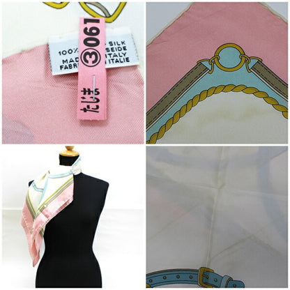 Celine silk scarf muffler white x pink ladies