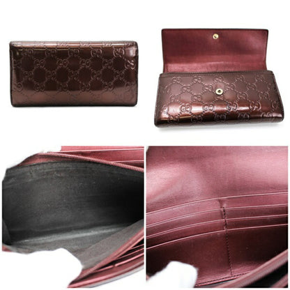 Gucci Shima Bi-Fold Wallet Lovely Heart Patent Leather Brown 251861 Ladies Logo Enamel