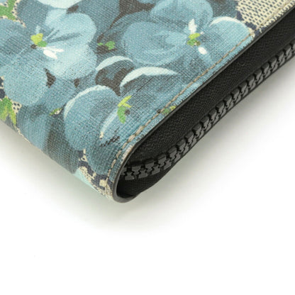 Gucci GG Blooms Supreme Flower Round Long Wallet PVC Leather Beige Blue Multicolor 546355