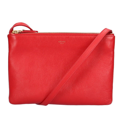 Celine trio small shoulder bag leather red ladies