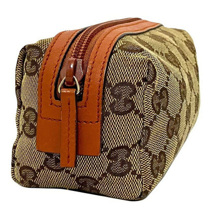 Gucci Pouch Beige Orange GG Canvas 29596 Leather GUCCI Ladies