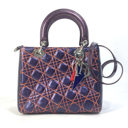 Christian Dior Orange Purple Leather Handbag Shoulder Bag ()