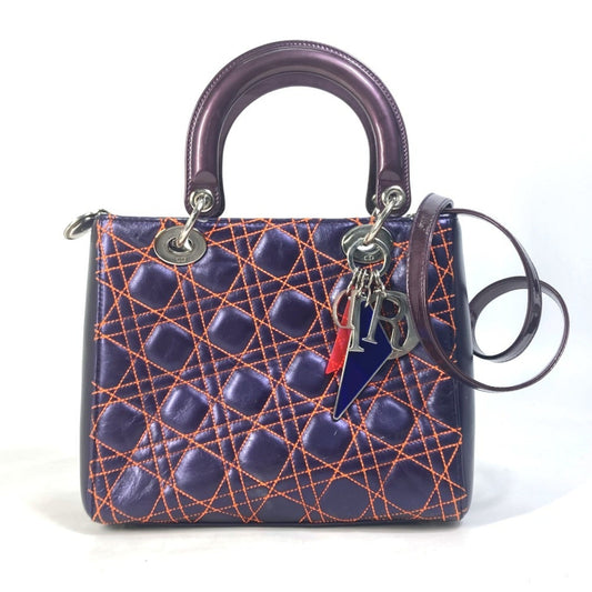 Christian Dior Orange Purple Leather Handbag Shoulder Bag ()