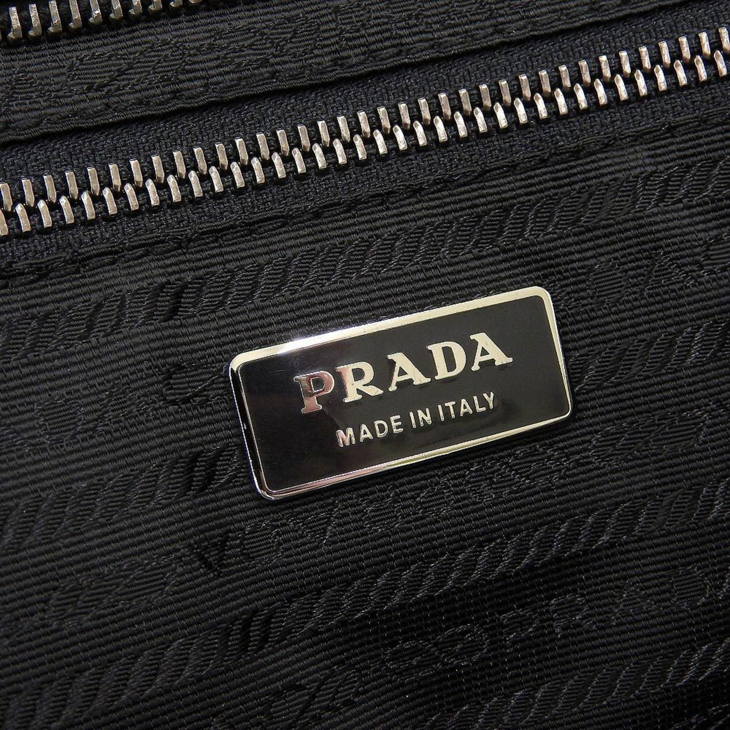 Prada stitch ribbon shoulder Bag leather black BR1931