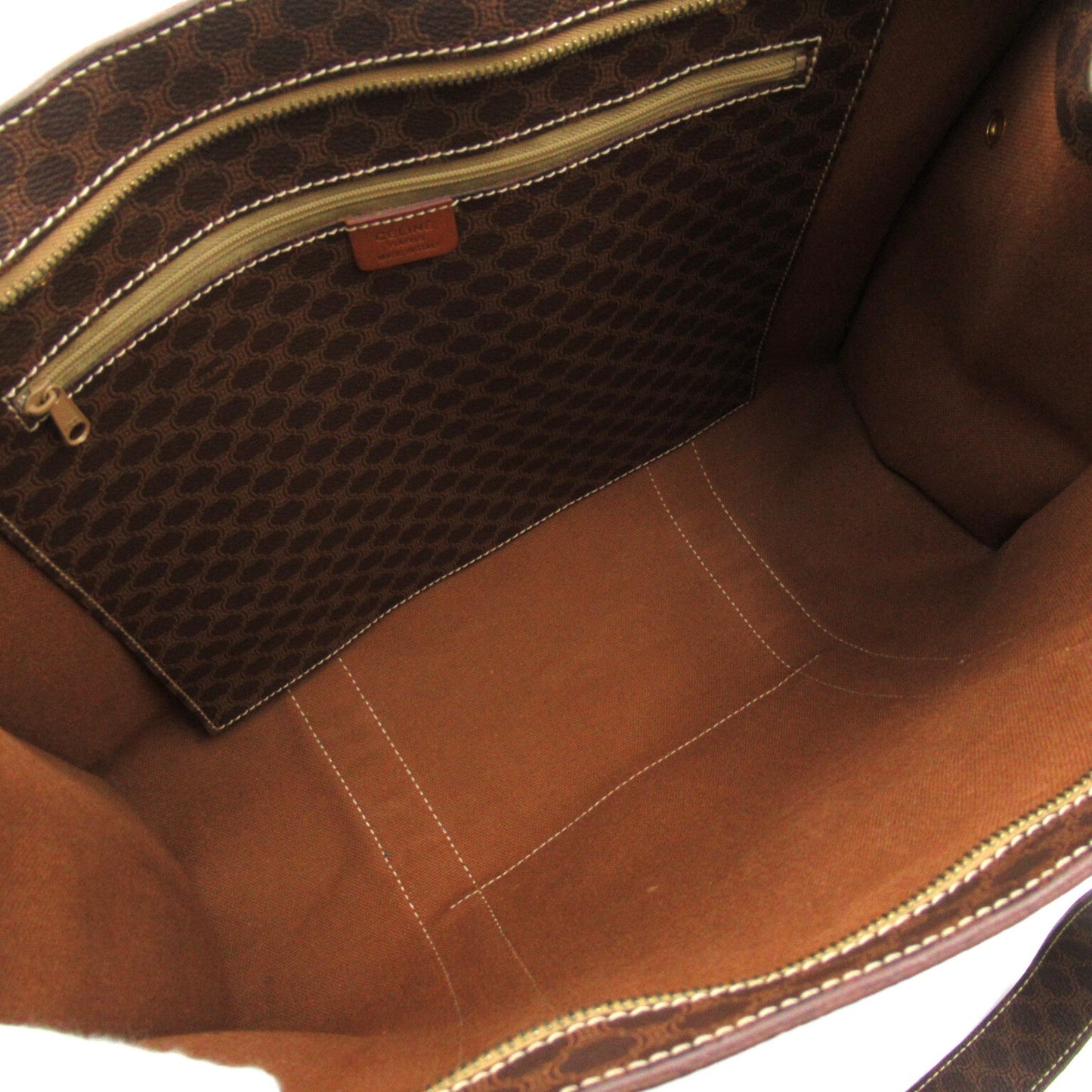 Celine Shoulder Tote Brown PVC coated canvas