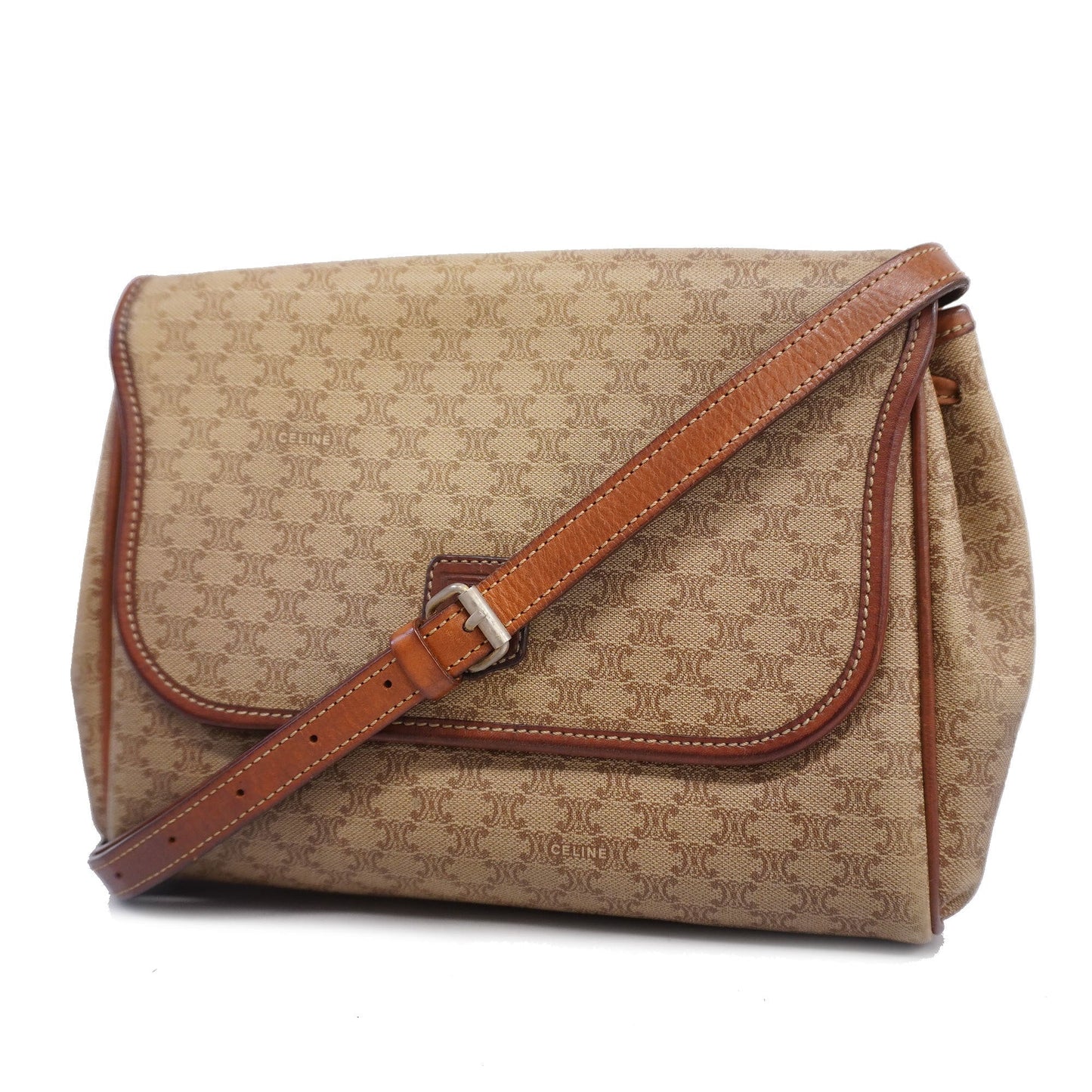 Celine  Macadam Shoulder Bag Women's PVC,Leather Beige