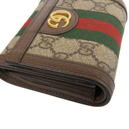 GUCCI Ophidia GG Supreme Bifold Wallet 598662 Beige/Brown Women's