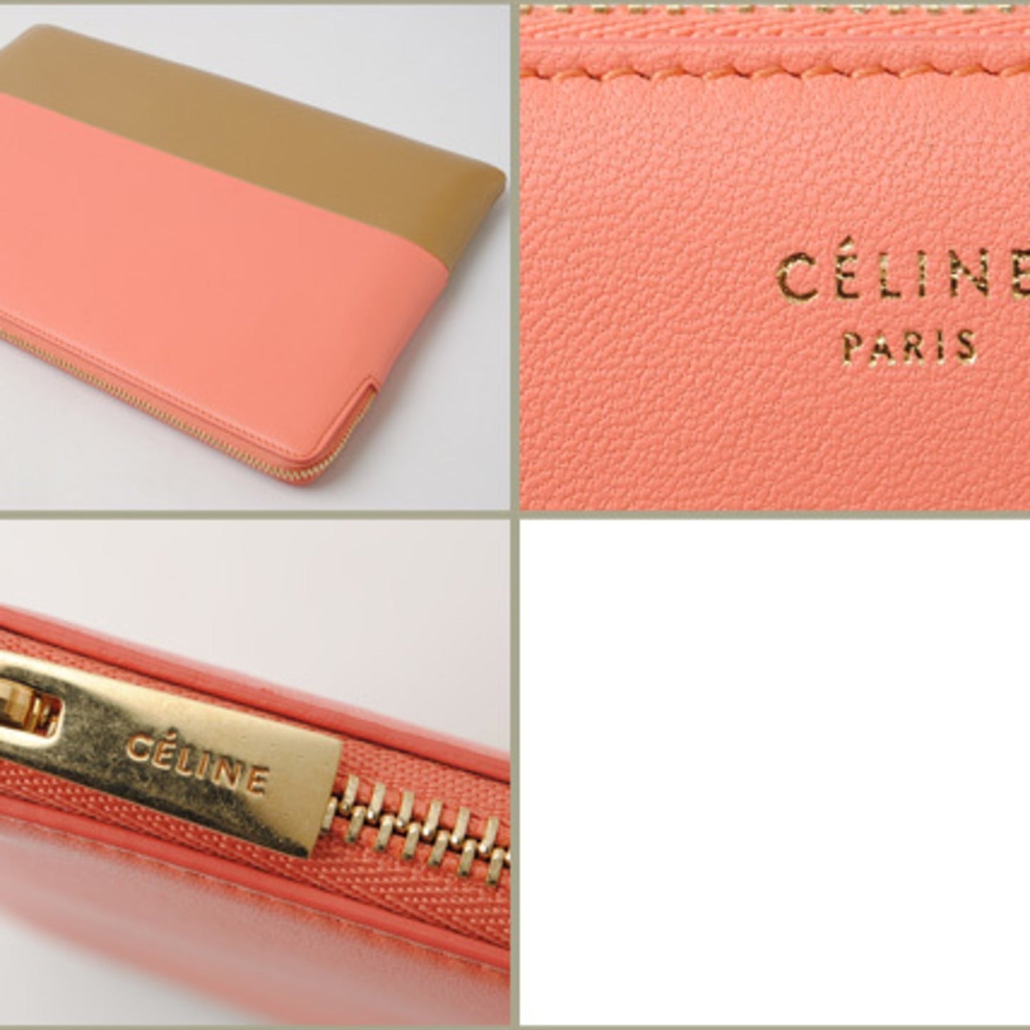 Celine Clutch Pouch Bag iPad Case Celine Bicolor Flamingo Camel 100093HTM.25FC