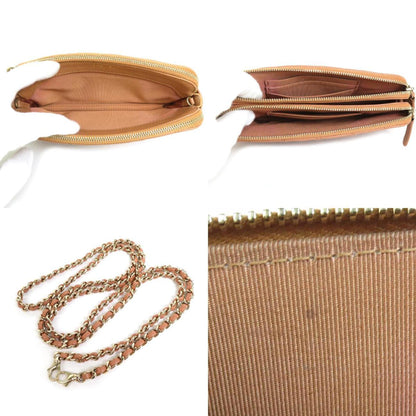 Chanel Wallet Chain Matelasse Leather/Metal Pink Brown/Gold Ladies