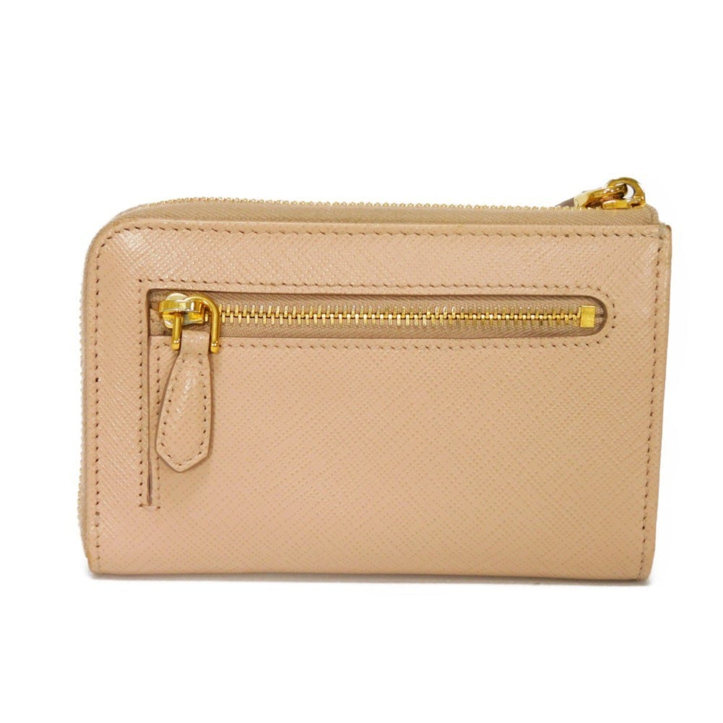 Prada Coin Case Saffiano Metal Key Pink Beige L-shaped Zipper Chain Logo Cypria 1PP122 QWA F0236 Women's Wallet