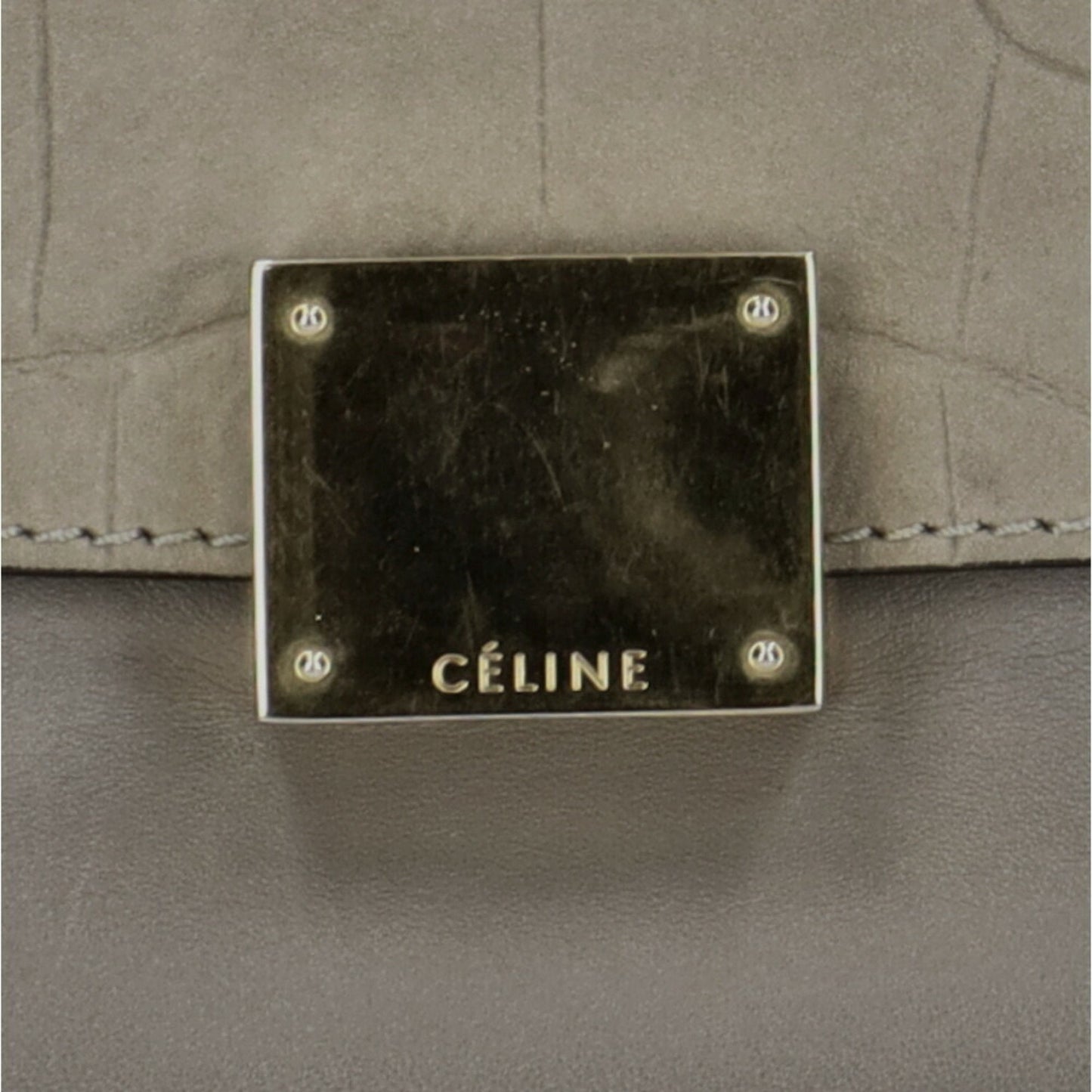 Celine trapeze shoulder bag leather gray ladies