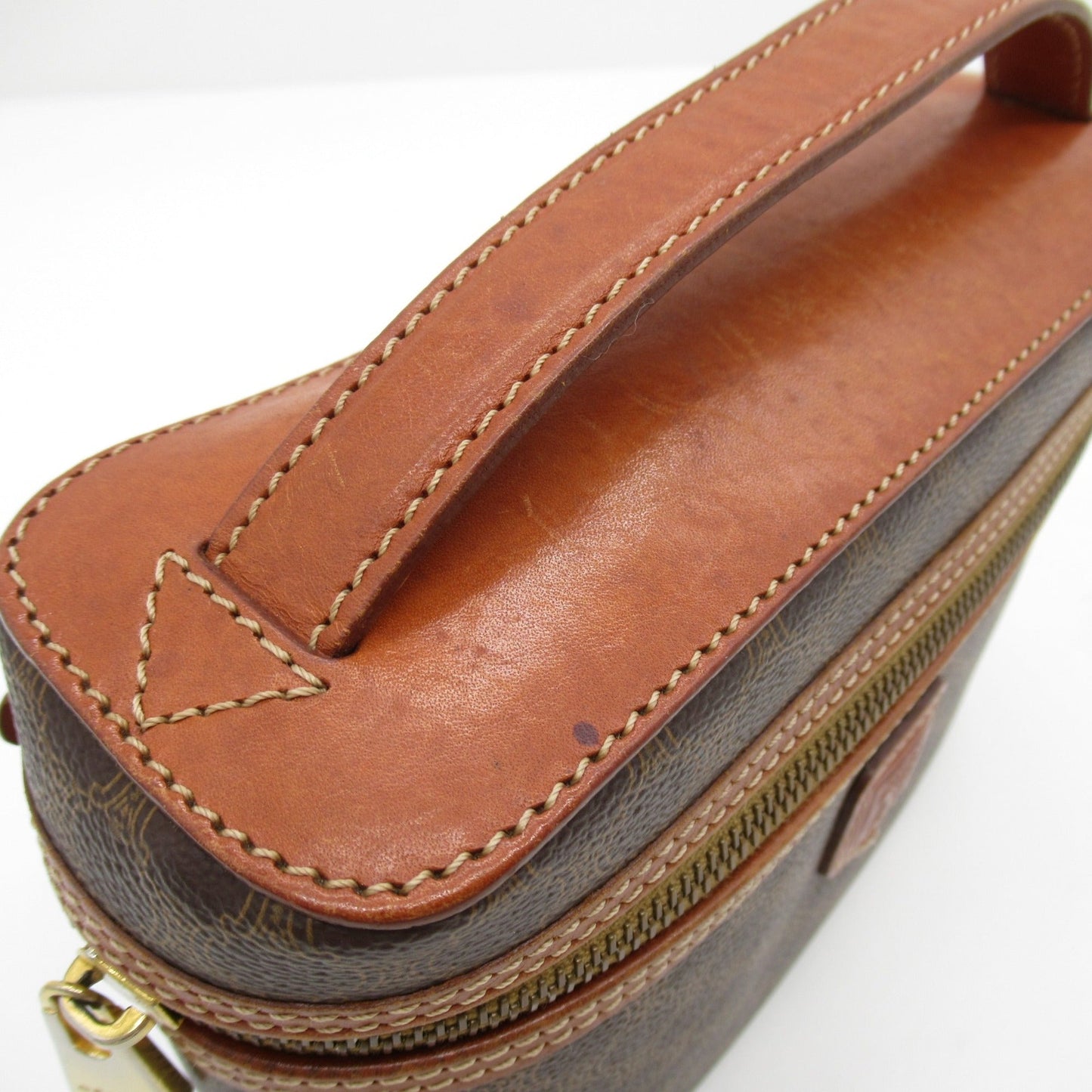 Celine Macadam vanity bag Brown PVC coated canvas