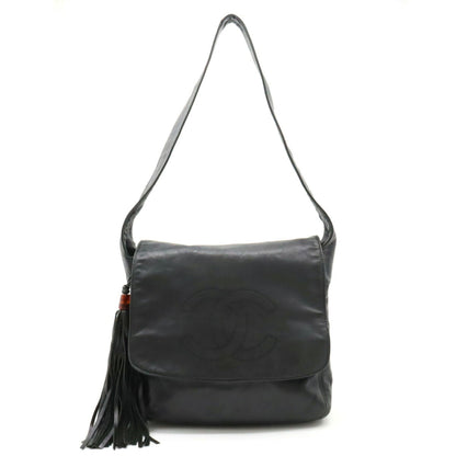 Chanel Cocomark Shoulder Bag Tassel Leather Black