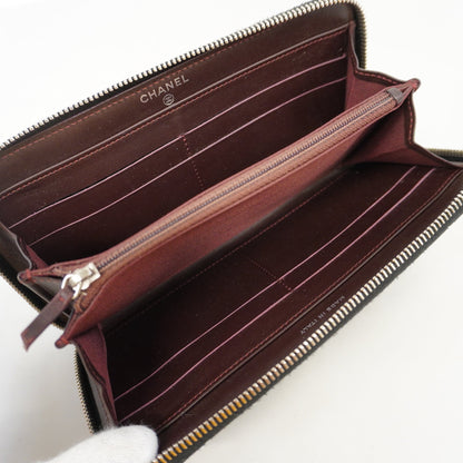 ChanelAuth  Matelasse Bi-fold Long Wallet Silver Metal Fittings Women's