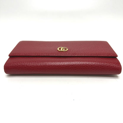 Gucci Red Color Leather Long Wallet (Bi-Fold)