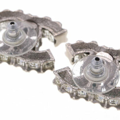 Chanel Earrings Coco Mark Silver B11C 2011 Model Ladies Rhinestone CHANEL