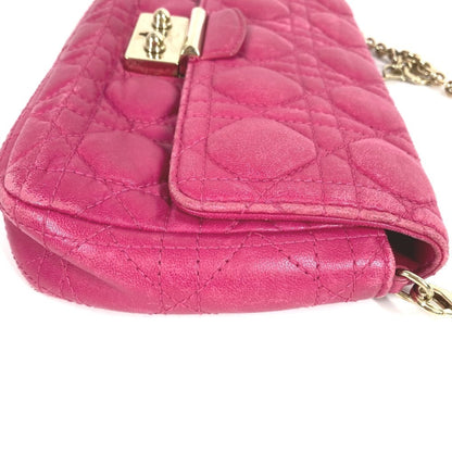 Christian Dior Pink Leather Clutch Bag Shoulder Bag ()