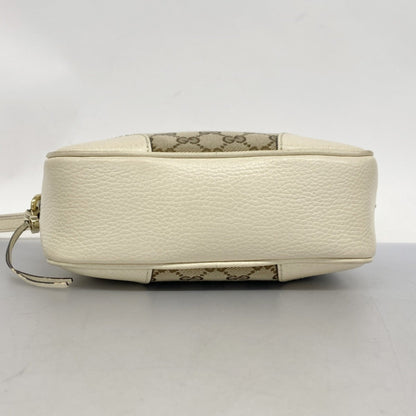 Gucci Brown White Canvas Shoulder Bag