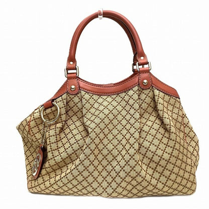 Gucci Beige Pink Canvas Leather Handbag ()