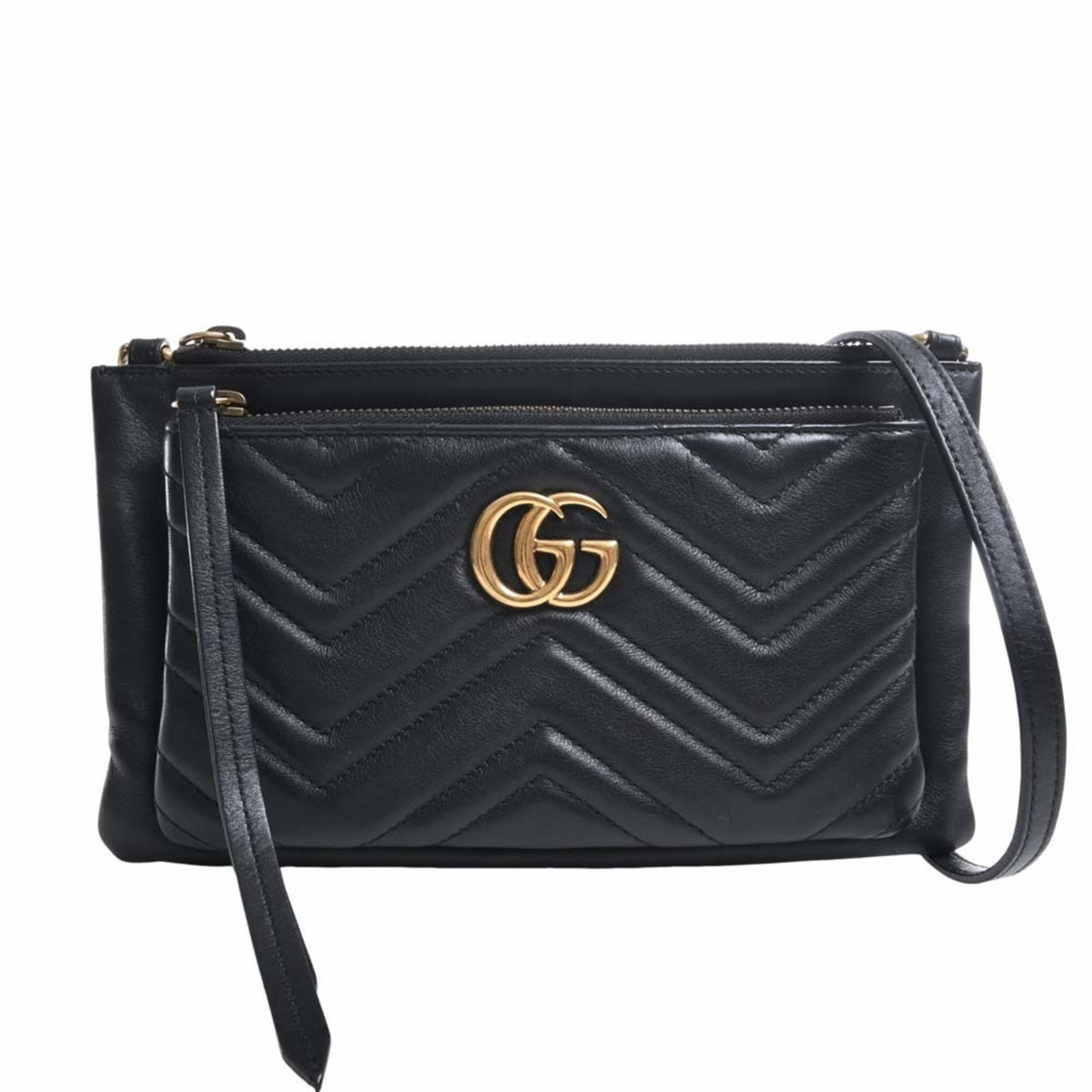 GUCCI GG Marmont Leather Shoulder Bag 453878 Black Women's