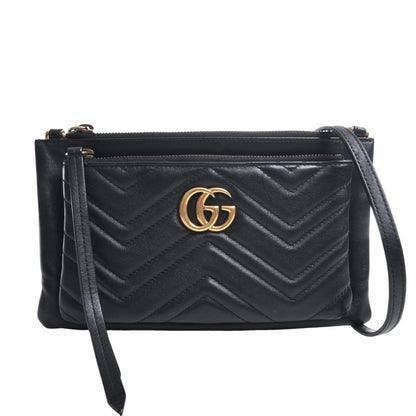 GUCCI GG Marmont Leather Shoulder Bag 453878 Black Women's